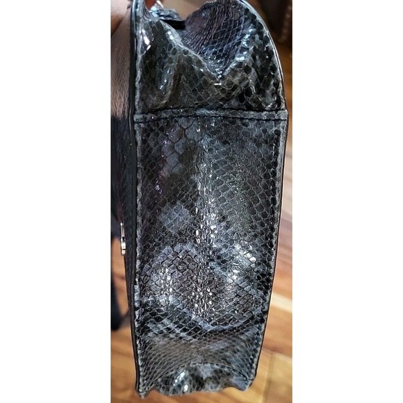 Rebecca Minkoff Blue & Black Python Embossed Leather Saddle Bag EUC - Picture 10 of 11